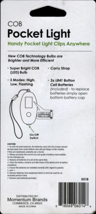 Dollar Store COB Pocket Light Packing Rear